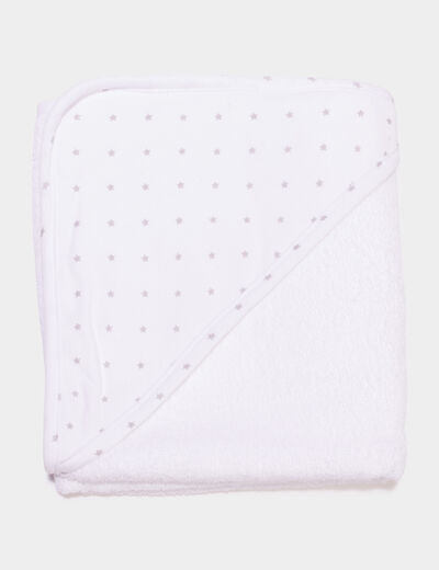 Ensemble cape de bain lingettes coton blanc bébé