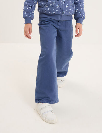 Pantalon large 5 poches coton Creeks bleu gris fille
