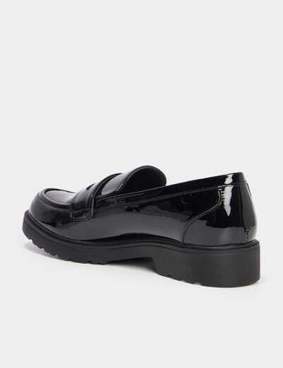 Mocassins vernis semelle crant&eacute;e Liberto noir femme