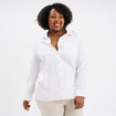 Chemise oversize lin mélangé blanc femme grande taille