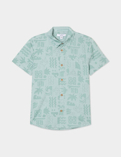 Chemise manches courtes vert kaki garçon