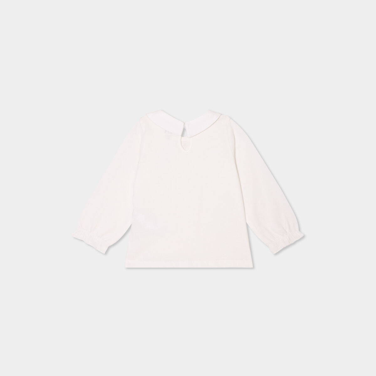 T-shirt col claudine manches longues blanc bébé fille