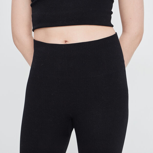 Legging taille haute côtelé noir femme
