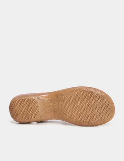 Sandales talons compens&eacute;s marron clair femme