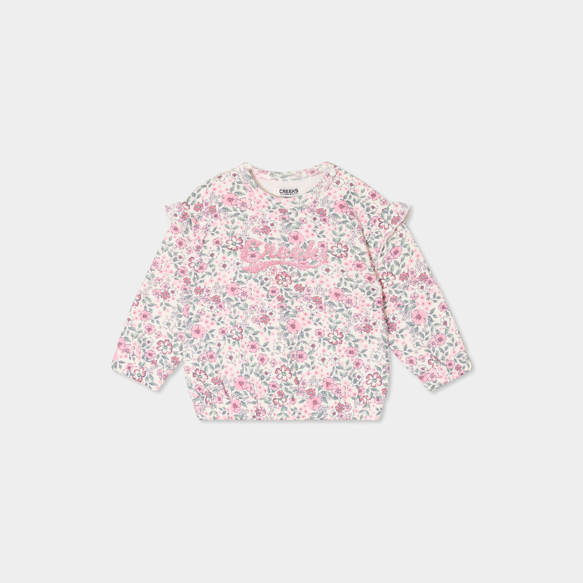 Sweat épaules à volants Creeks creme bébé fille