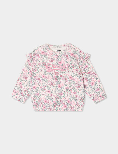 Sweat épaules à volants Creeks creme bébé fille