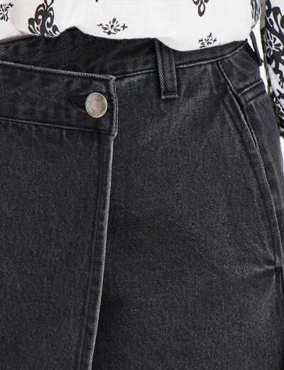 Jupe-short en jean denim noir femme