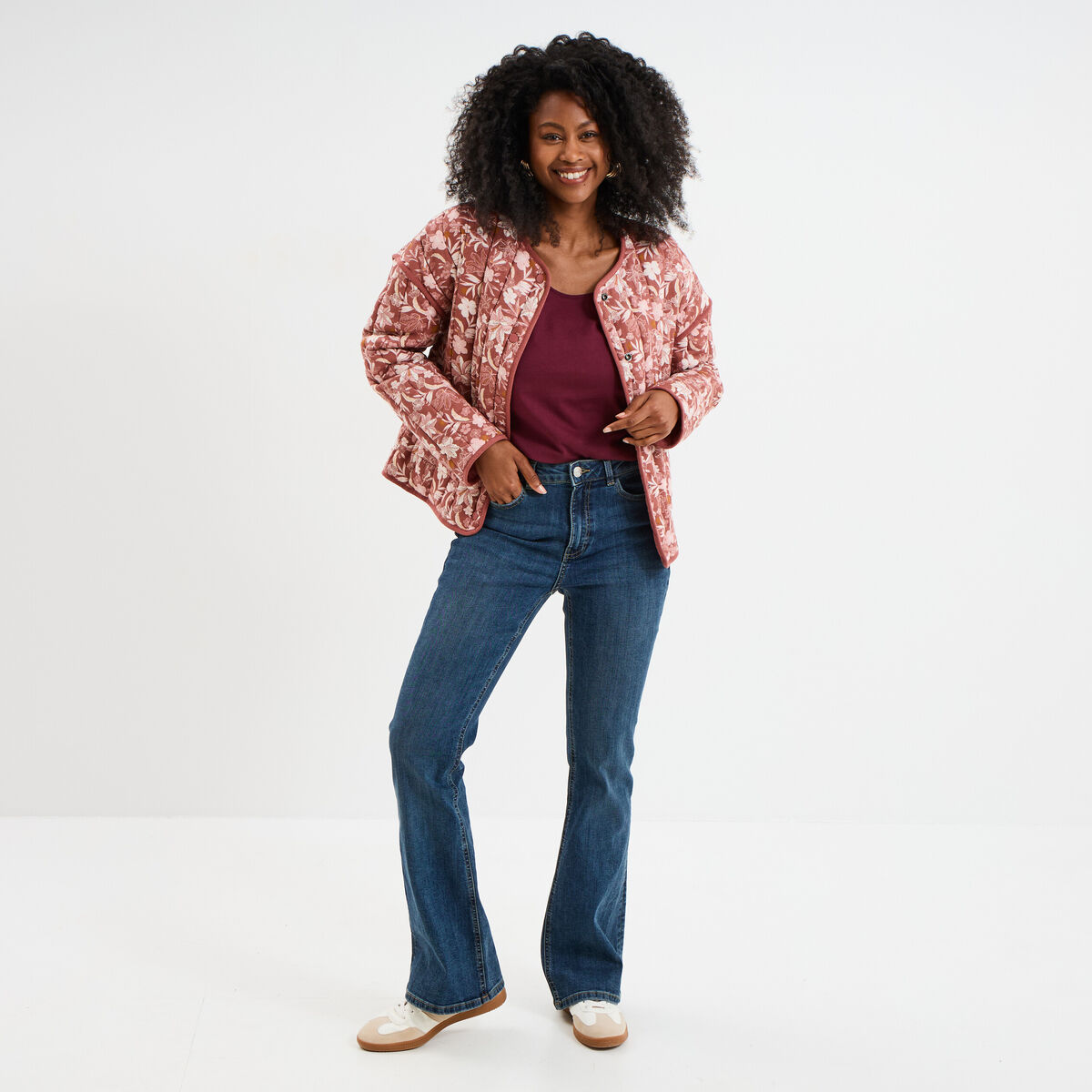 Débardeur bretelles larges coton bordeaux femme