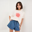 T-shirt droit manches courtes coton rose clair femme