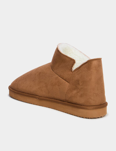Chaussons boots fourr&eacute;s camel homme