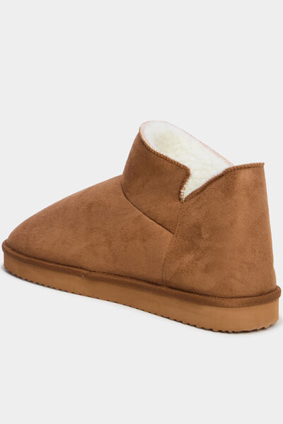 Chaussons boots fourr&eacute;s camel homme