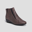 Bottines compensées en cuir marron femme