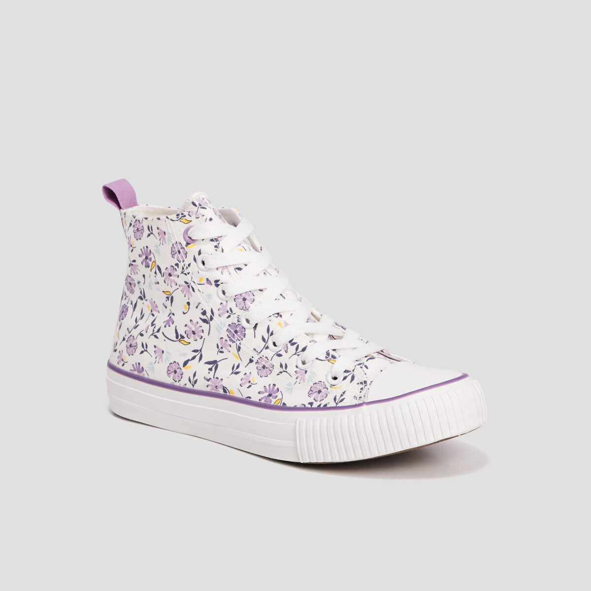 Baskets montantes en toile à lacets multicolore femme