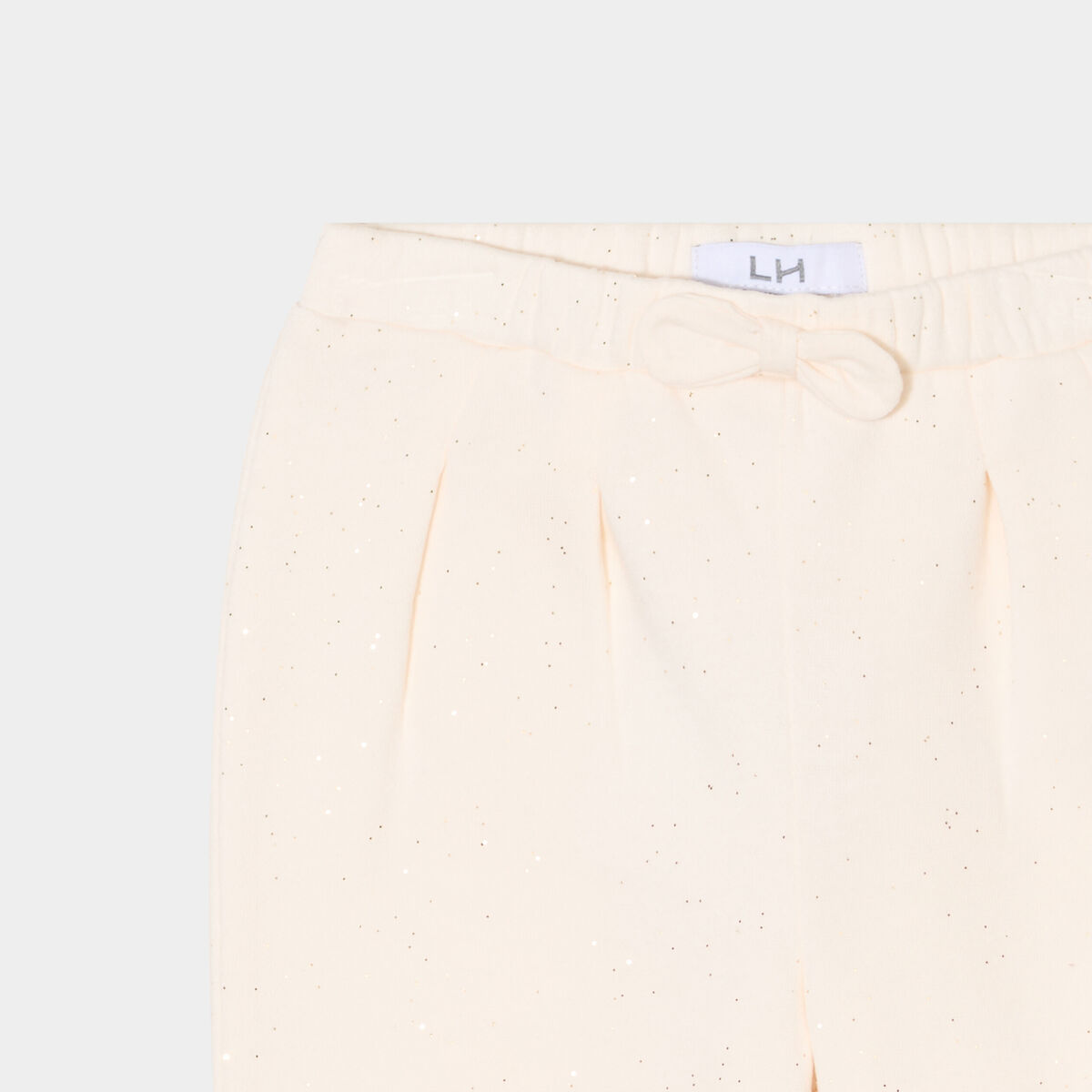 Pantalon jogging molleton &agrave; noeud creme b&eacute;b&eacute; fille