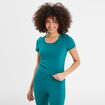 T-shirt cropped cintré col rond vert émeraude femme