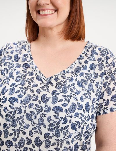T-shirt manches courtes ecru femme grande taille