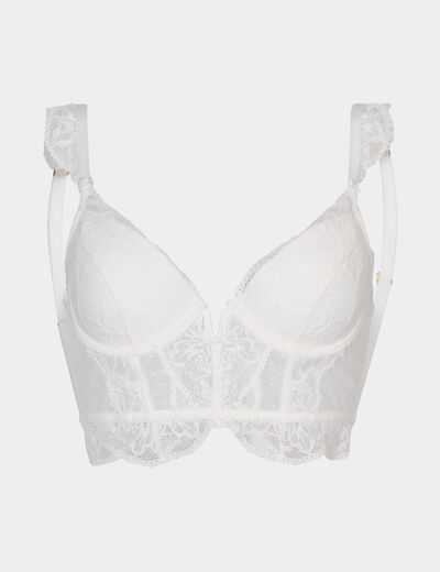 Soutien-gorge bustier paddé dentelle blanc femme