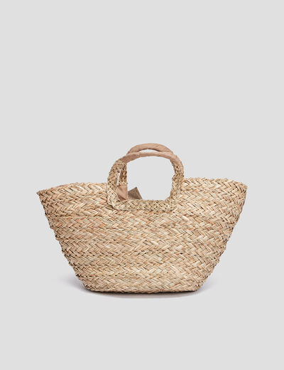 Sac panier tressé ecru femme