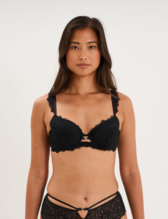 Soutien-gorge embo&icirc;tant padd&eacute; dentelle noir femme