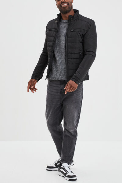 Blouson droite zippée noir homme