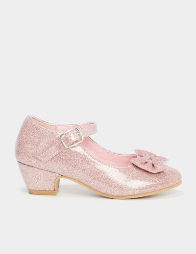 Babies à paillettes vernies Disney rose fille