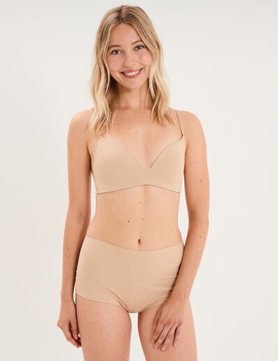 Soutien-gorge triangle bretelles fines beige femme