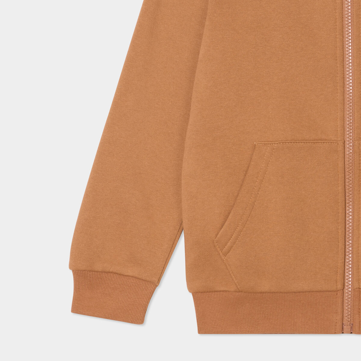 Sweat zippé à capuche et poches camel garçon