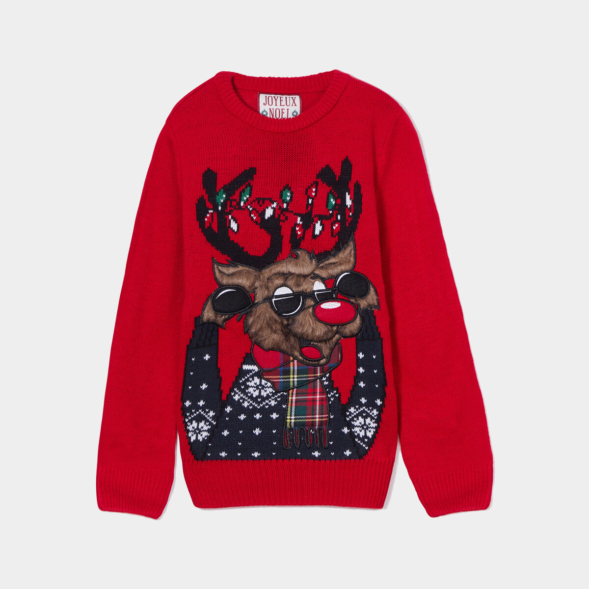 Pull col rond rouge garçon