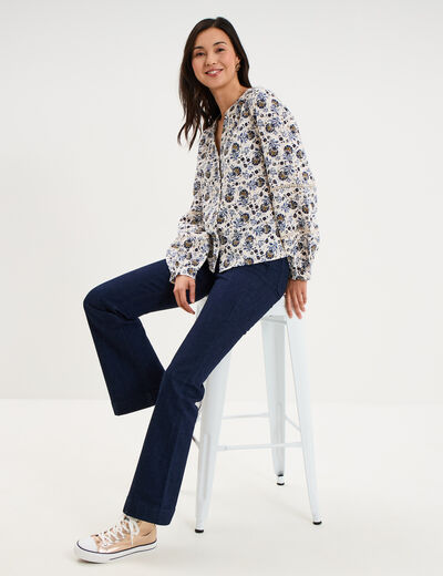 Blouse manches ballons coton ecru femme