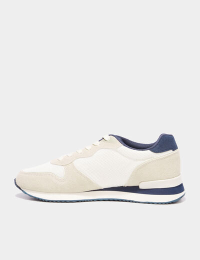 Baskets bi-mati&egrave;re &agrave; lacets Creeks gris clair femme