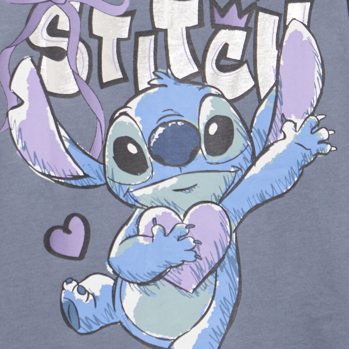 T-shirt manches longues coton Stitch gris clair fille