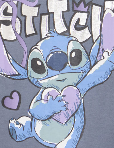 T-shirt manches longues coton Stitch gris clair fille