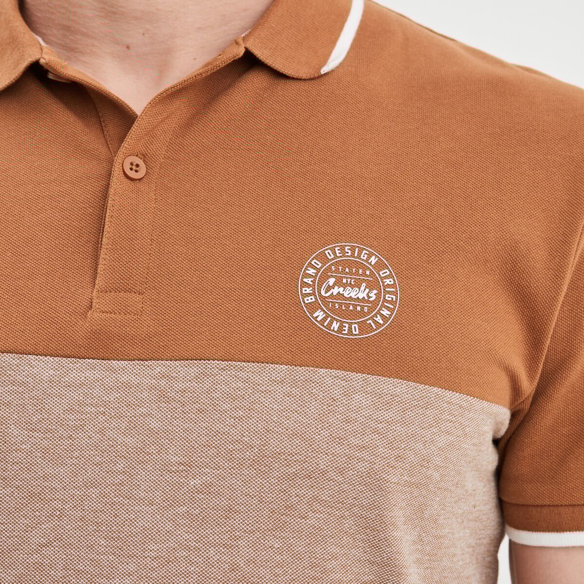 Polo manches courtes coton Creeks marron homme