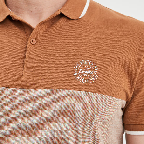 Polo manches courtes coton Creeks marron homme