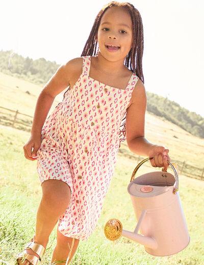 Robe &agrave; fines bretelles coton boutonn&eacute;e ecru fille