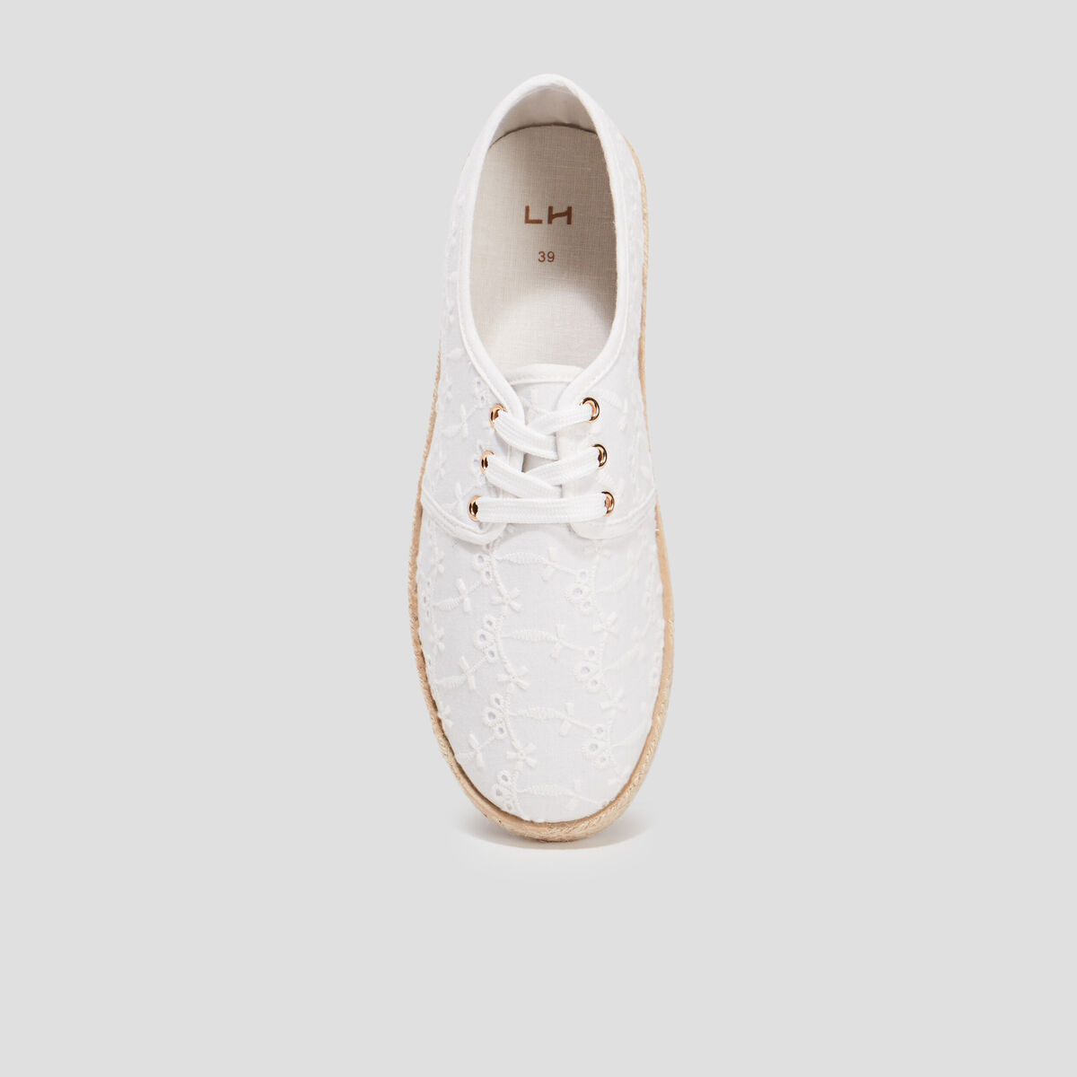 Derbies en toile &agrave; lacets blanc femme