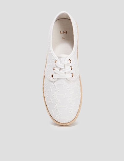 Derbies en toile à lacets blanc femme