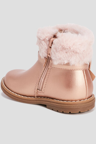 Bottines aspect métallisé rose champagne fille