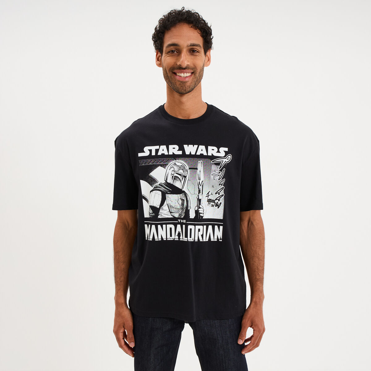 T-shirt coton Star Wars Mandalorian noir homme