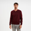 Pull jersey avec col en V violet foncé homme