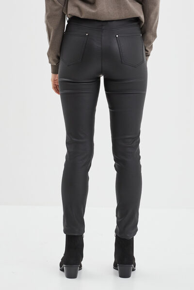 Pantalon biker enduit slim Liberto noir femme