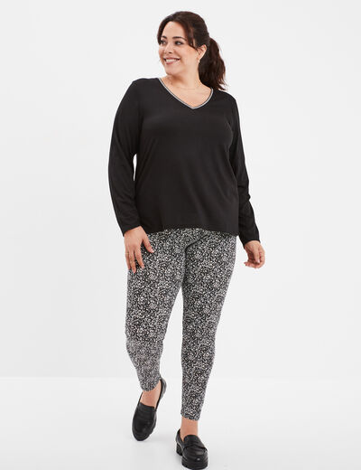 Legging en coton noir femme grande taille