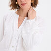 Blouse manches ballons brodées blanc femme