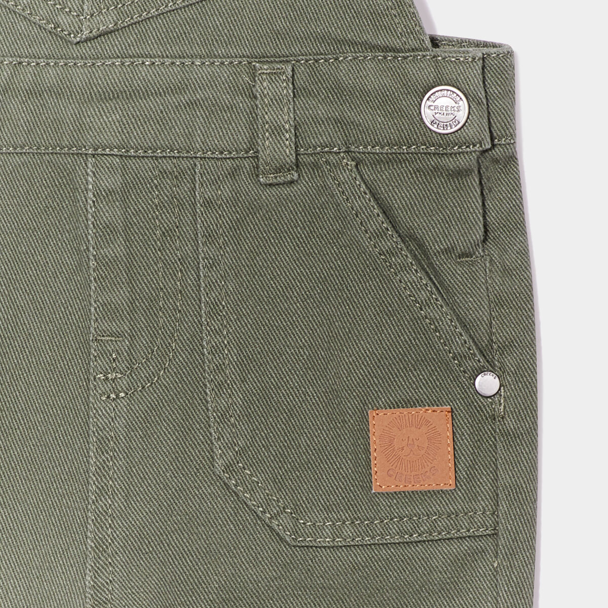 Salopette coton Creeks vert kaki bébé garçon