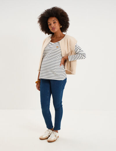 T-shirt allaitement manches longues ecru femme maternit&eacute;