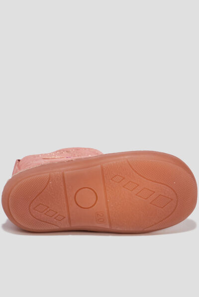 Bottes zippées en cuir rose bébé fille