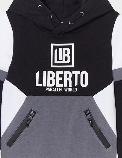 Sweat à capuche hoodie Liberto gris garçon