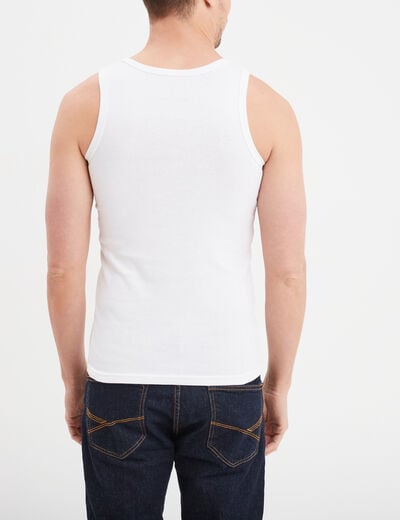 Débardeur coton bretelles larges blanc homme