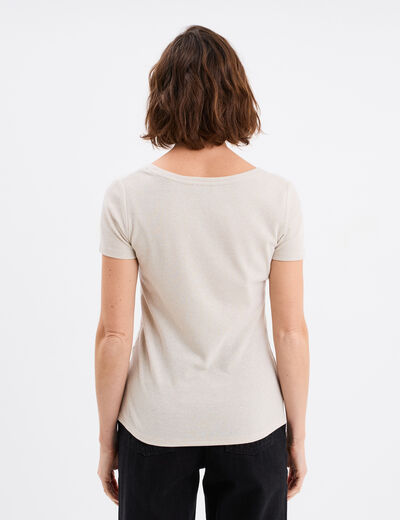 T-shirt côtelé fils métallisés Liberto blanc femme