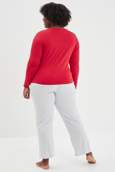 Ensemble pyjama pantalon Noel coton rouge femme grande taille